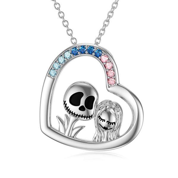 Sterling Silver Zircon Rhodium Plated Nightmare Necklace-0