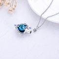 wholesale 925 Sterling Silver Blue Crystal Rhodium-Plated Dragonfly Heart Keepsake Cremation Jewelry Urn Pendant Necklace with Funnel and Fill Tool-0-2