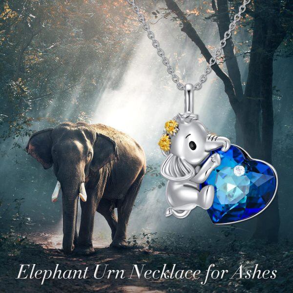 Sterling Silver Crystal Rhodium Plated Elephant Urn Necklace-1