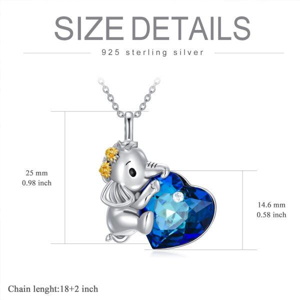 Sterling Silver Crystal Rhodium Plated Elephant Urn Necklace-2