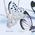 wholesale 925 Sterling Silver Mother-of-Pearl Butterfly Pendant Necklace with Cubic Zirconia Accents for Women's Gifts-0-2