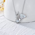 wholesale 925 Sterling Silver Mother-of-Pearl Butterfly Pendant Necklace with Cubic Zirconia Accents for Women's Gifts-0-3