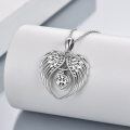 wholesale 925 Sterling Silver Heart-Shaped CZ Angel Wing Pendant Necklace - Christmas Gifts for Her-0-3
