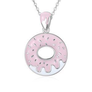 Sterling Silver Silver Plated Donuts Necklace -0