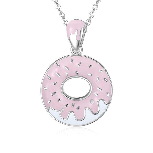 Sterling Silver Silver Plated Donuts Necklace -0