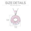 wholesale 925 Sterling Silver Pink Enamel Doughnut Pendant Necklace for Women's Gifts-0-2