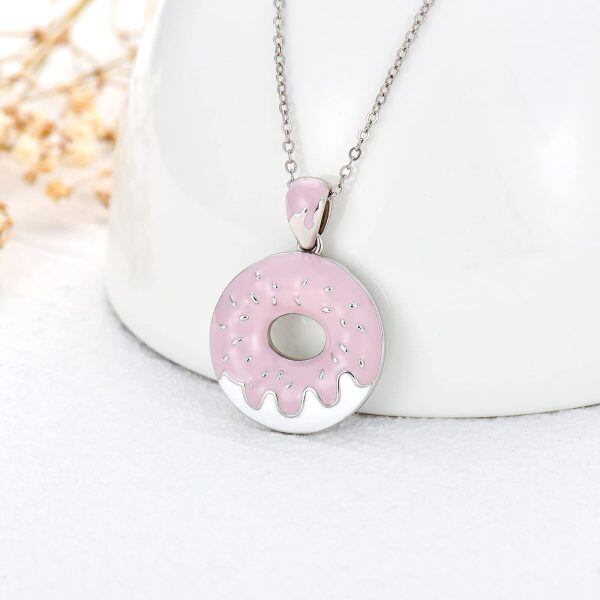 Sterling Silver Silver Plated Donuts Necklace -3