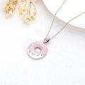 wholesale 925 Sterling Silver Pink Enamel Doughnut Pendant Necklace for Women's Gifts-0-4