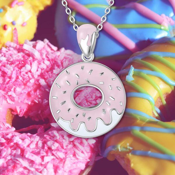 Sterling Silver Silver Plated Donuts Necklace -5