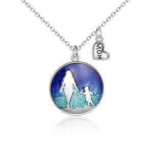 Sterling Silver Silver Plated Mother Pendent Necklace-0