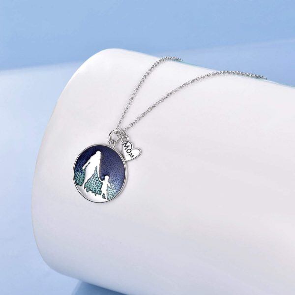 Sterling Silver Silver Plated Mother Pendent Necklace-4