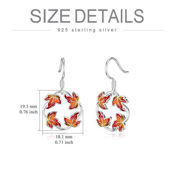 Sterling Silver Silver Plated Maple Fall Leaf Earrings-2