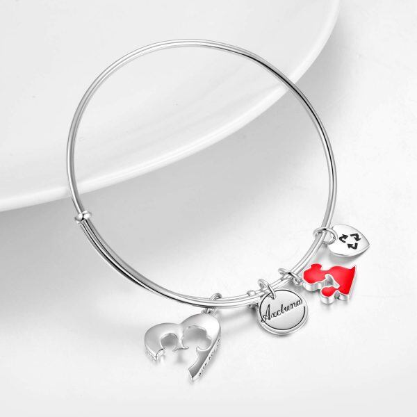 Sterling Silver Silver Plated Expandable Mother Child Bracelets-3