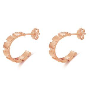 Sterling Silver Rose Gold Platedf Half Stud Earrings -0