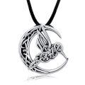 wholesale 925 Sterling Silver Celtic Crescent Moon Hummingbird Pendant Necklace for Women-0-0