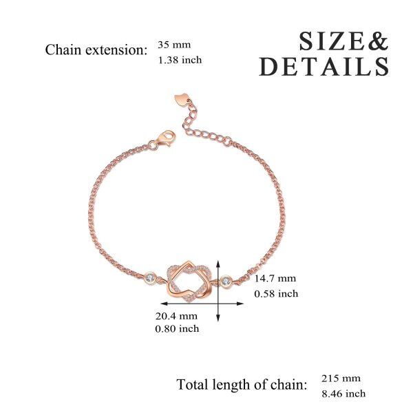 Sterling Silver Zircon Rose Gold Plated Infinity Love Heart Bracelet-2