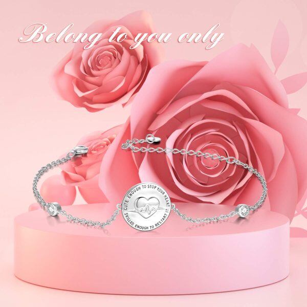 Sterling Silver Zircon Silver Plated Enough to Stop Your Heart, Skilled Enough to Restart It Bracelets-2