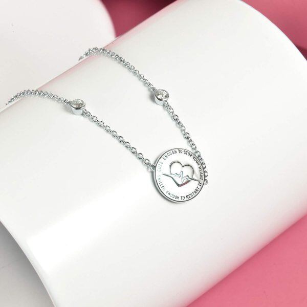 Sterling Silver Zircon Silver Plated Enough to Stop Your Heart, Skilled Enough to Restart It Bracelets-3