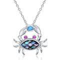 wholesale 925 Sterling Silver Abalone Shell Crab Pendant Necklace for Women Girls-0-0