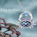 wholesale 925 Sterling Silver Abalone Shell Crab Pendant Necklace for Women Girls-0-3