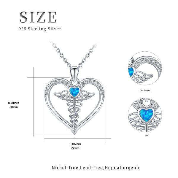 Sterling Sliver Zircon and Opal Silver Plated Angel Nursing Themed Pendant Necklace-6