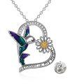 wholesale 925 Sterling Silver Hummingbird Daisy Pet Cremation Jewelry Urn Pendant Necklace for Ashes Women Girls 43mm-0-0