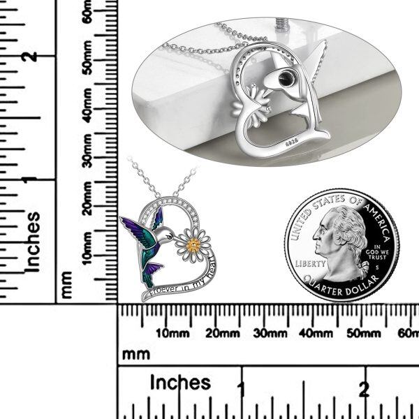 Sterling Silver Zircon and Abalone Shell Silver Plated Hummingbird Urn Pendant Necklace-2