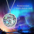 wholesale 925 Sterling Silver Abalone Shell Tree of Life Pendant Necklace 18 Chain-0-3