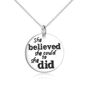 Sterling Sliver Silver Plated She Believed She Could So She Did Pendent Necklace-0