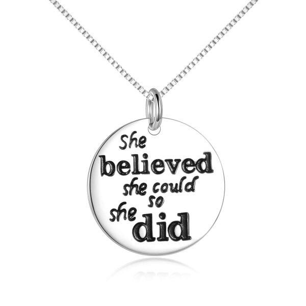 Sterling Sliver Silver Plated She Believed She Could So She Did Pendent Necklace-0