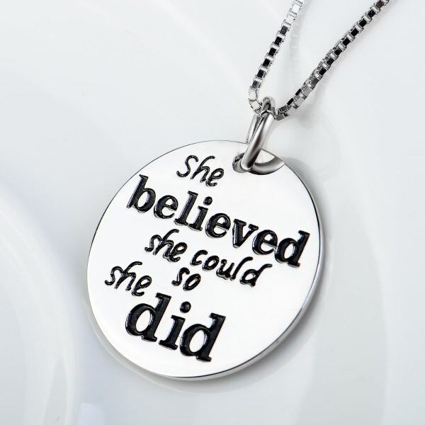 Sterling Sliver Silver Plated She Believed She Could So She Did Pendent Necklace-1