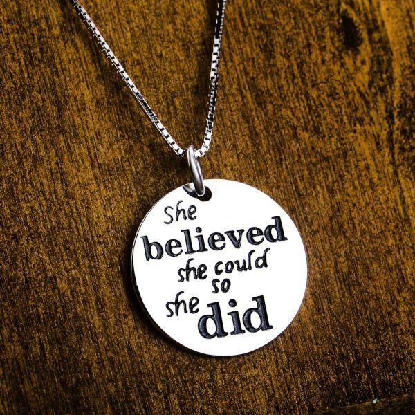 Sterling Sliver Silver Plated She Believed She Could So She Did Pendent Necklace-2