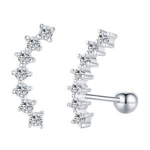 Sterling Silver Zircon Silver Plated Crawler Cartilage Climber Earrings-0