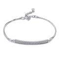 wholesale 925 Sterling Silver Crystal Bar Adjustable Layered Chain Bracelet for Women-0-0