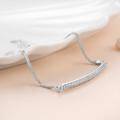 wholesale 925 Sterling Silver Crystal Bar Adjustable Layered Chain Bracelet for Women-0-2