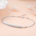 wholesale 925 Sterling Silver Crystal Bar Adjustable Layered Chain Bracelet for Women-0-3