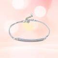 wholesale 925 Sterling Silver Crystal Bar Adjustable Layered Chain Bracelet for Women-0-5