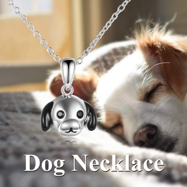 Sterling Silver Silver Plated Dog Necklace-3