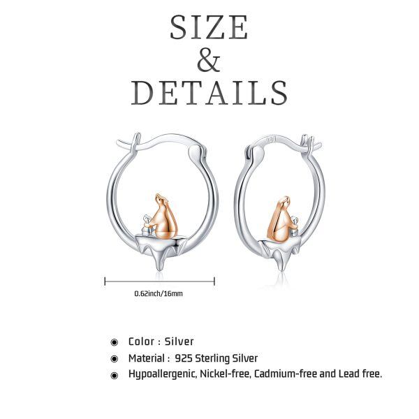 Sterling Silver Two Tone Color Mama Bear Hoop Earrings -1