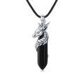 wholesale 925 Sterling Silver Black Onyx Dragon Head Necklace Protection Charm  for Men/Women-0-0