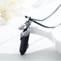 wholesale 925 Sterling Silver Black Onyx Dragon Head Necklace Protection Charm  for Men/Women-0-2