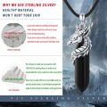 wholesale 925 Sterling Silver Black Onyx Dragon Head Necklace Protection Charm  for Men/Women-0-4