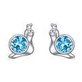 wholesale 925 Sterling Silver Aqua Blue Crystal Snail Stud Earrings for Women-0-0
