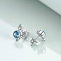 wholesale 925 Sterling Silver Aqua Blue Crystal Snail Stud Earrings for Women-0-3