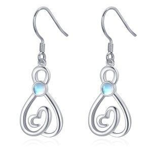 Sterling Silver Moonstone Silver Plated Infinity Dangle Earrings-0