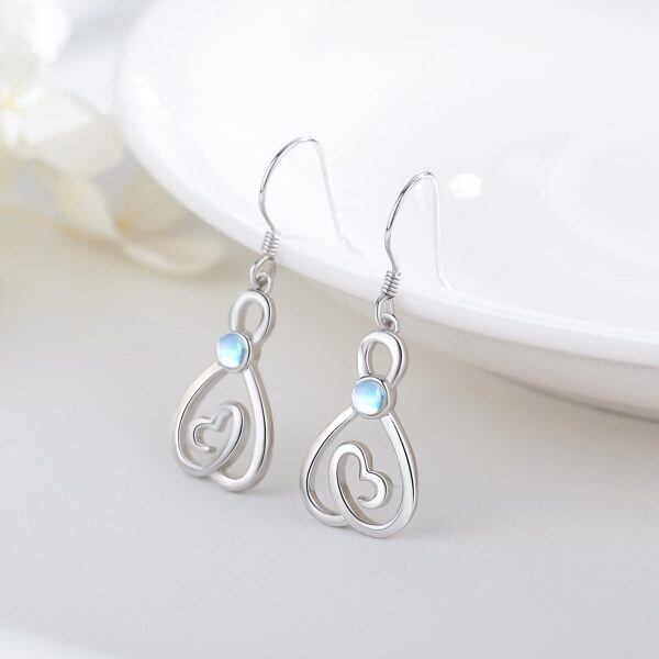 Sterling Silver Moonstone Silver Plated Infinity Dangle Earrings-1