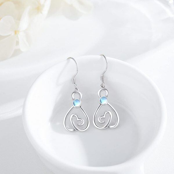 Sterling Silver Moonstone Silver Plated Infinity Dangle Earrings-2