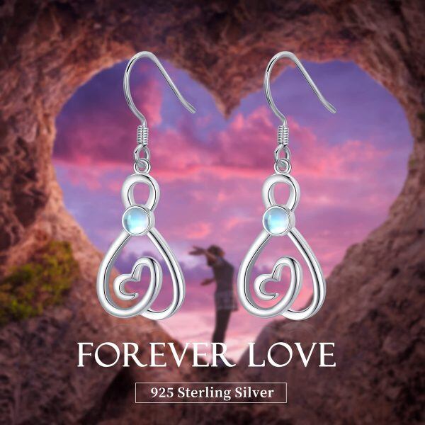 Sterling Silver Moonstone Silver Plated Infinity Dangle Earrings-5