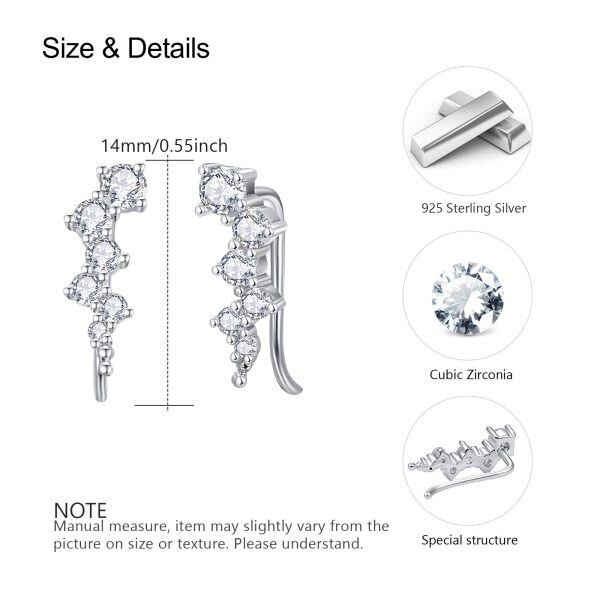 Sterling Silver Zircon Silver Plated Post Crawler Bubble Earrings-5