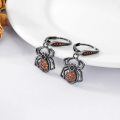 wholesale 925 Sterling Silver Gothic Spider Web Skull Drop Earrings with Red Stones for Halloween Cosplay Women's -0-3